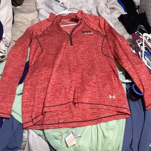 Large red pink quarter zip under armor